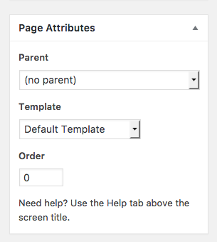 Page Attributes setting in WordPress
