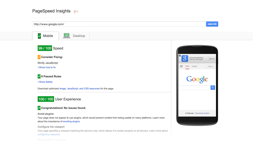 Google PageSpeed