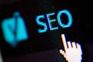 The words "SEO" on a screen