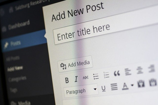WordPress screen to add a new post
