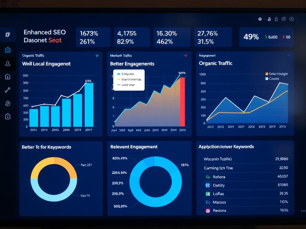 Analytics dashboard showing improved SEO metrics for a Wisconsin small business website