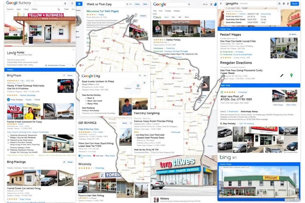 Local business directories showing a Wisconsin small business listing with consistent NAP information