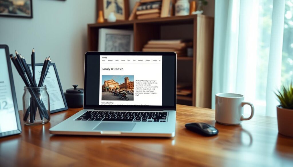 Local content creation for a Wisconsin small business website showing SEO-optimized blog post