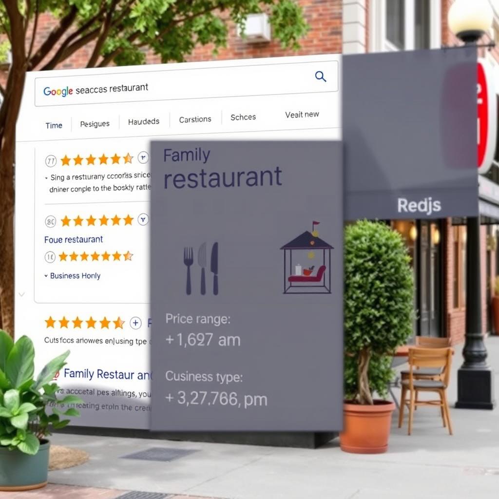 Local search results showing a restaurant with enhanced listings from schema markup